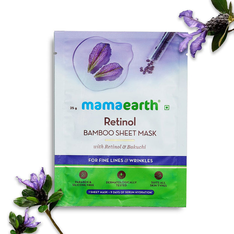 Retinol Bamboo Sheet Mask with Retinol and Bakuchi for Fine Lines and Wrinkles - 25 g