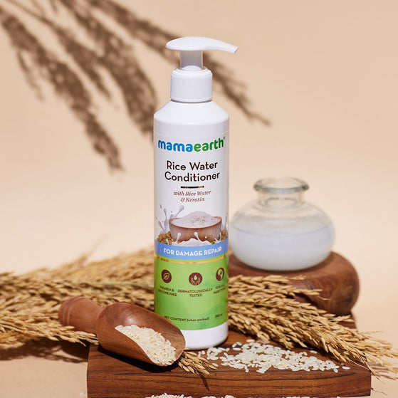 Rice Water Conditioner with Rice Water and Keratin for Damaged, Dry and Frizzy Hair - 250 ml