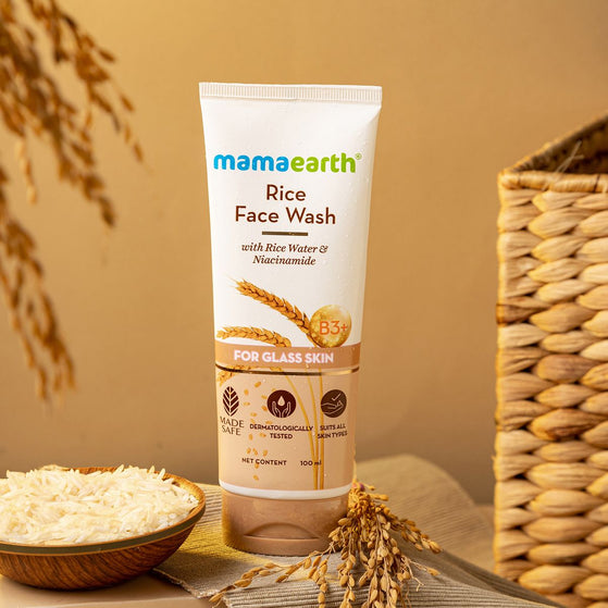 mamaearth rice water & niacinamide face wash for glass skin