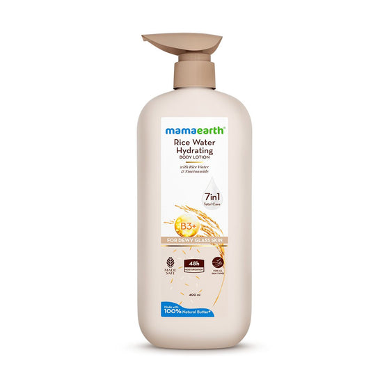 Mamaearth Rice Water Hydrating Body Lotion with Rice Water & Niacinamide for Dewy Glass Skin - 400 ml