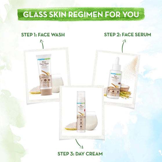 mamaearth rice water face wash skin regime for glass skin