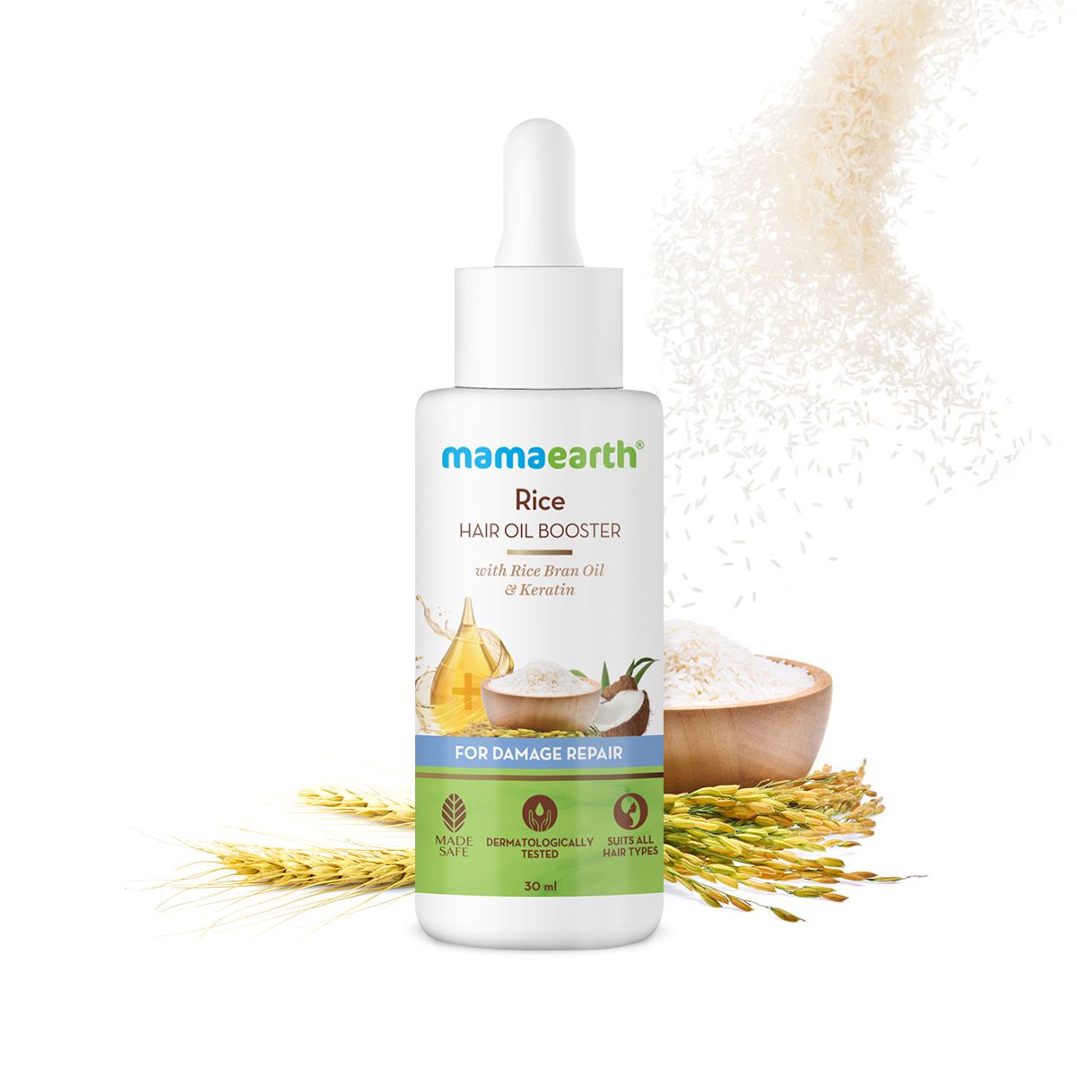 Mamaearth Rice Hair Oil Booster with Rice Water and Niacinamide for Glass Skin, 100 ml
