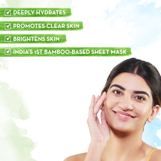 Rice Water Bamboo Sheet Mask with Rice Water and Coconut Milk for Deep Hydration - 25 g