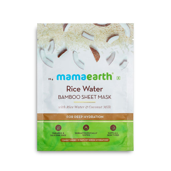 Rice Water Bamboo Sheet Mask with Rice Water and Coconut Milk for Deep Hydration - 25 g