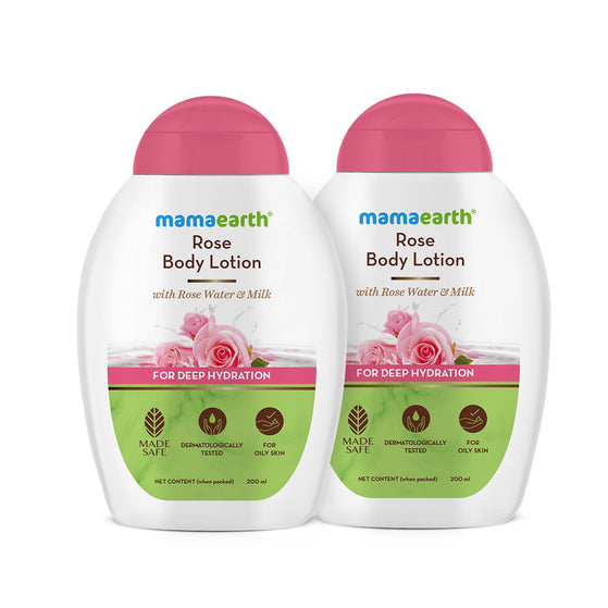 Rose Body Lotion with Rose Water and Milk For Deep Hydration (Pack of 2) - 200 ml
