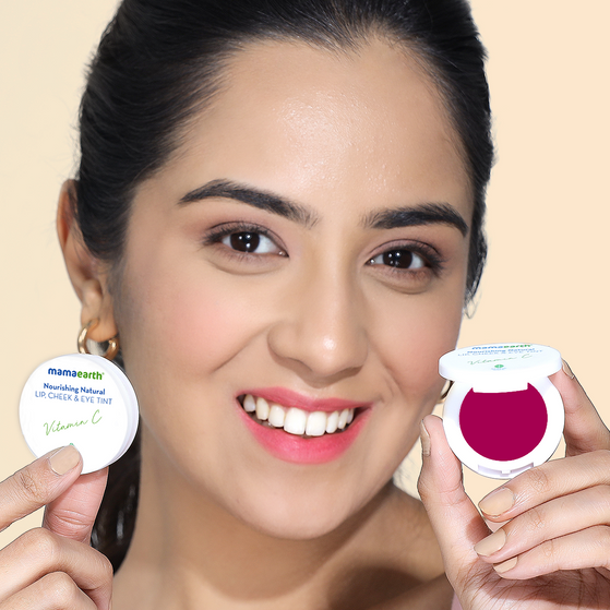Nourishing Natural Lip Cheek & Eye Tint with Vitamin C & Rose- Rose Pink- 4 g