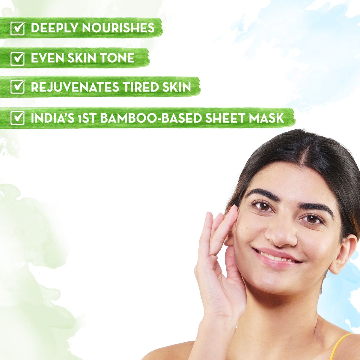 Rose Water Bamboo Sheet Mask with Rose Water and Milk for Glowing Skin 