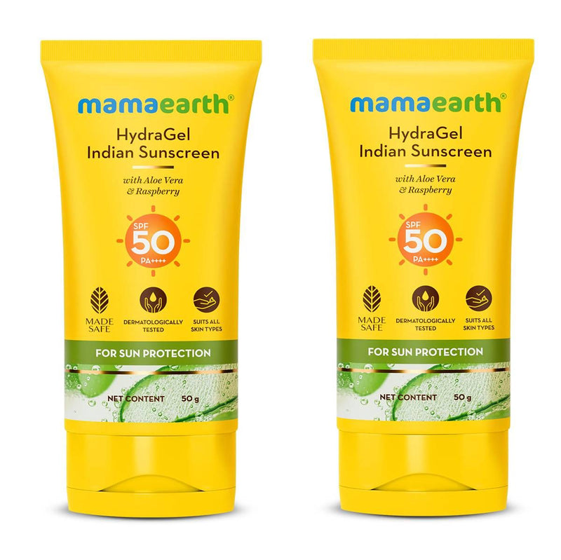 HydraGel Indian Sunscreen with Aloe Vera & Raspberry for Sun Protection - 50 g - Pack of 2