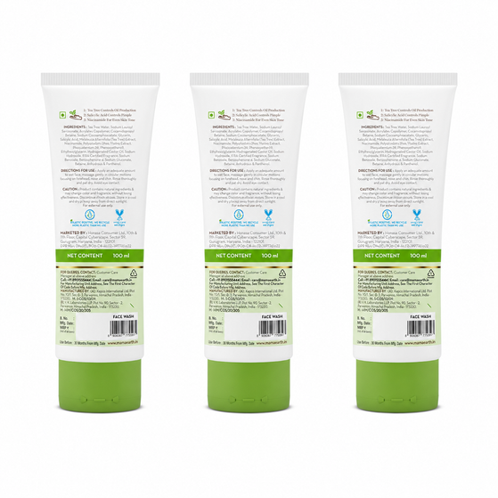 Tea Tree Pimple Control Face Wash with Tea Tree & Salicylic for Oily & Acne-Prone Skin - 100ml (Pack of 3)