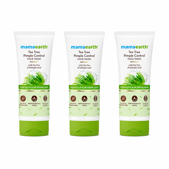 Tea Tree Pimple Control Face Wash with Tea Tree & Salicylic for Oily & Acne-Prone Skin - 100ml (Pack of 3)