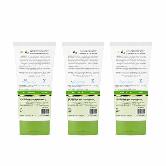 Tea Tree Pimple Control Face Wash with Tea Tree & Salicylic for Oily & Acne-Prone Skin - 150ml (Pack of 3)