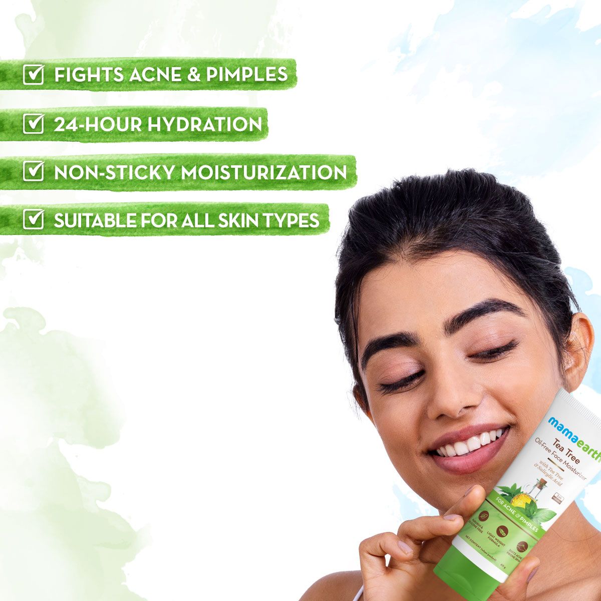 Tea Tree Oil-Free Face Moisturizer with Tea Tree and Salicylic Acid for Acne and Pimples - 80 g