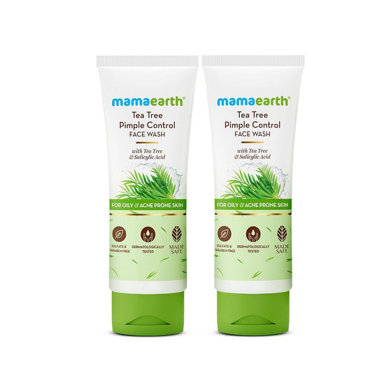 Tea Tree Pimple Control Face Wash with Tea Tree & Salicylic for Oily & Acne-Prone Skin, Pack Of 2 - 100ml*2
