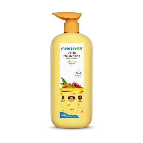 Mamaearth Ubtan Moisturizing Body Lotion with Turmeric & Saffron for Glowing Skin - 400 ml