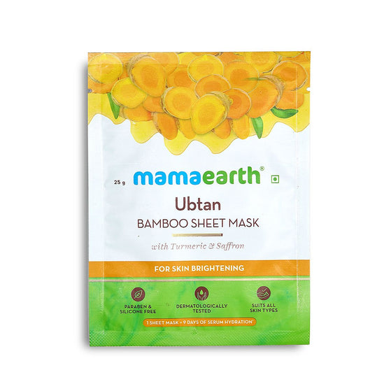 Ubtan Bamboo Sheet Mask with Turmeric and Saffron for Skin Brightening - 25 g