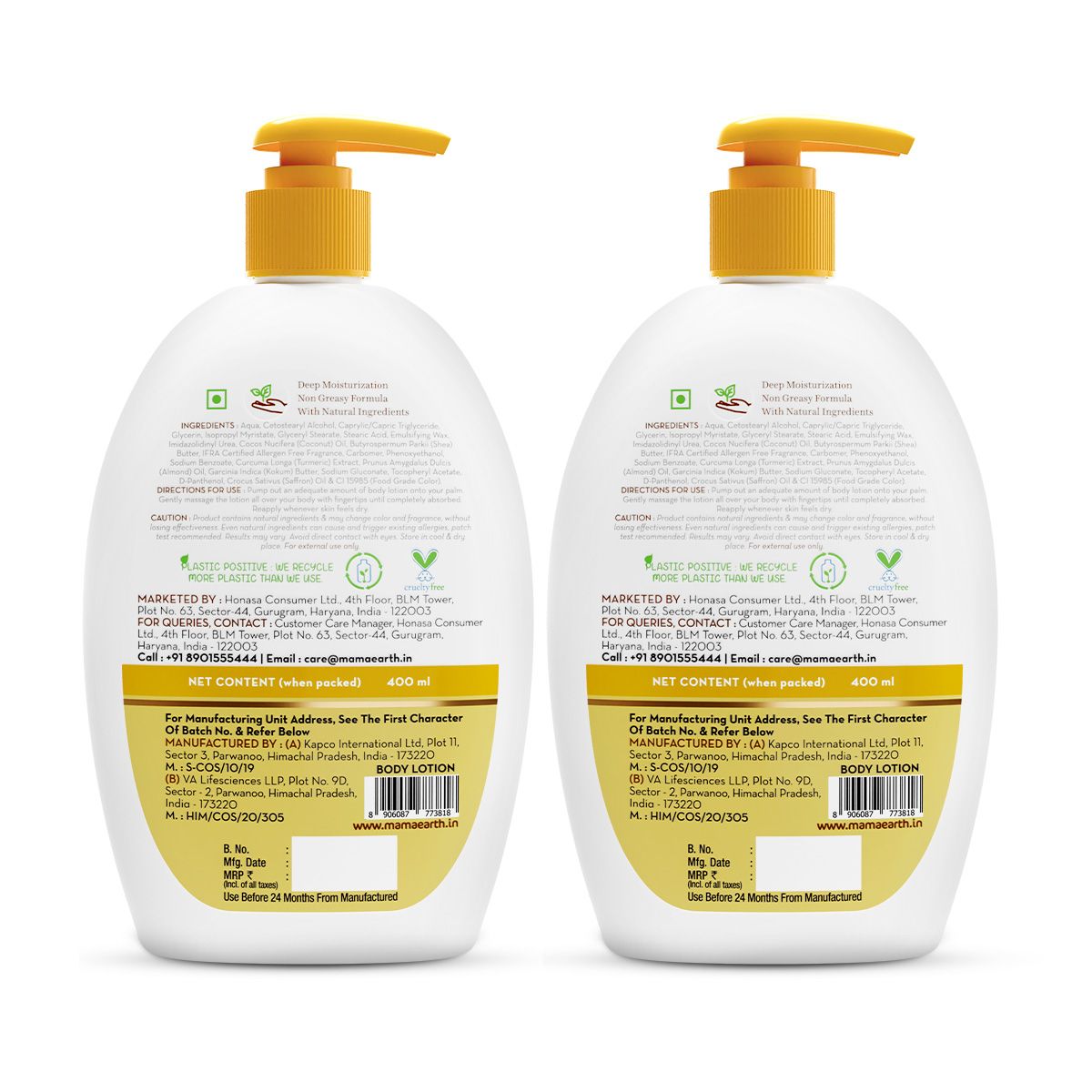 Ubtan Body Lotion with Turmeric & Kokum Butter for Glowing Skin - 400 ml  (Pack of 2)