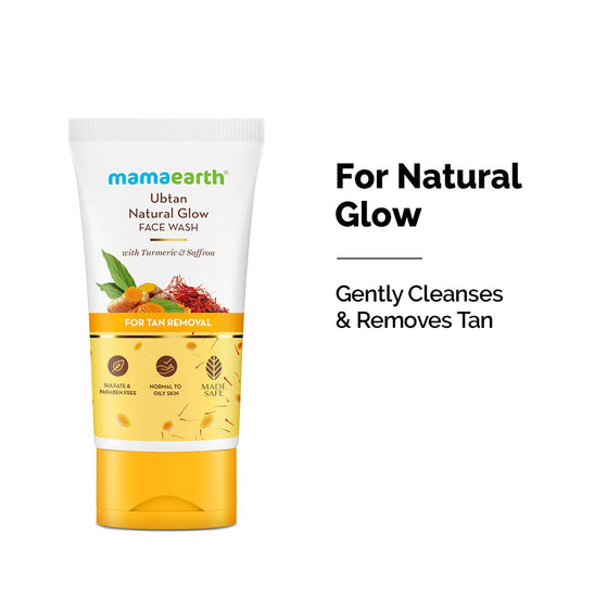 Ubtan Natural Glow Face Wash with Turmeric & Saffron for Tan Removal – 150 ml