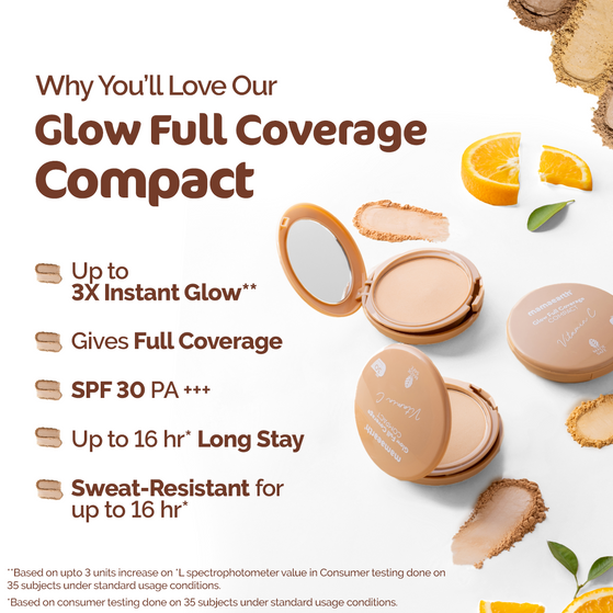 Glow Full Coverage Compact With SPF 30 - 9g | Almond Glow