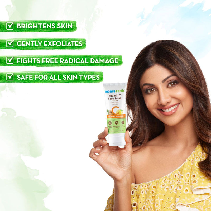 Vitamin C Face Scrub for Glowing Skin, With Vitamin C and Walnut For Skin Illumination - 100 g