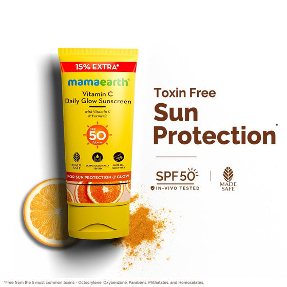 Vitamin C Daily Glow Sunscreen With Vitamin C & Turmeric for Sun Protection & Glow - 30 g + 15% Extra (34.5 g)