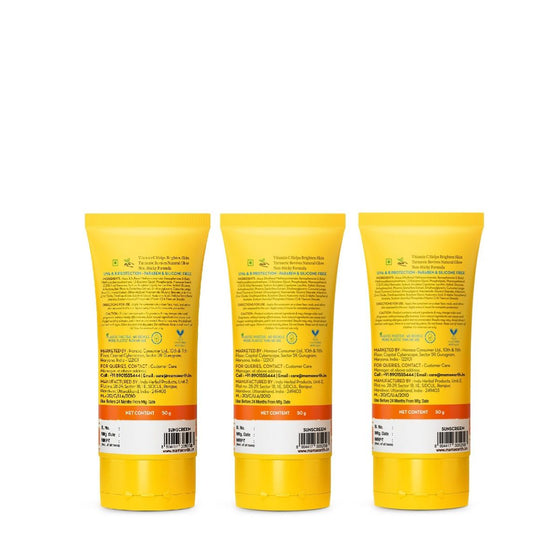 Mamaearth Vitamin C Daily Glow Sunscreen SPF 50 PA++++ – In-Vivo Tested (ISO 24444:2019 Certified, CTRI/2025/05/087276) - 50 g - Pack of 3