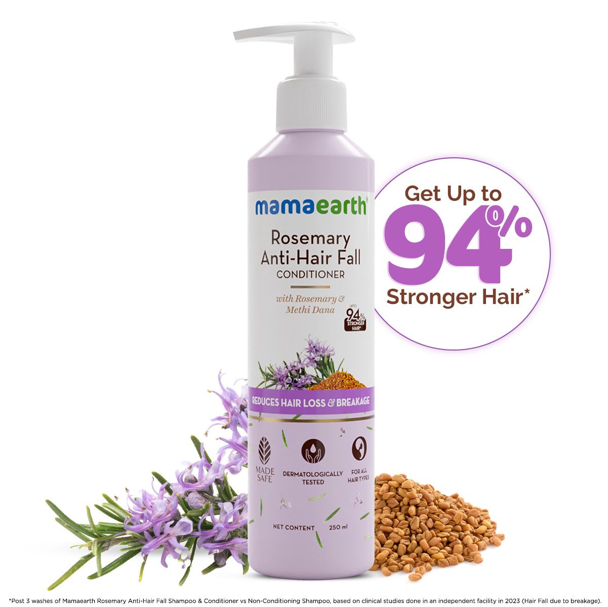 Mamaearth Rosemary Anti -hair fall Conditioner with Rice Water and Niacinamide for Glass Skin, 100 ml