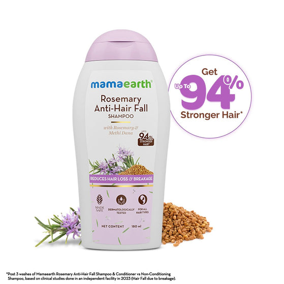 Mamaearth rosemary shampoo for 94 percent stronger hair